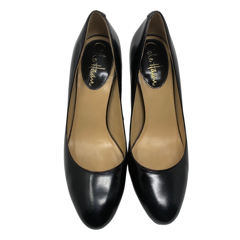 Cole Haan Nike Air Black Leather Pumps Almond Toe Classic Heels Office Siren - Picture 6 of 11
